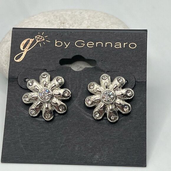 G by Gennaro Dangle Earrings Floral  Post Silver - Picture 6 of 6